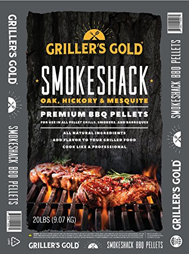 Griller's Gold Premium BBQ Pellets - Oak, Hickory, Mesquite Smokeshack Blend, 20 Pound Bag, All Natural Barbeque Smoker Pellets