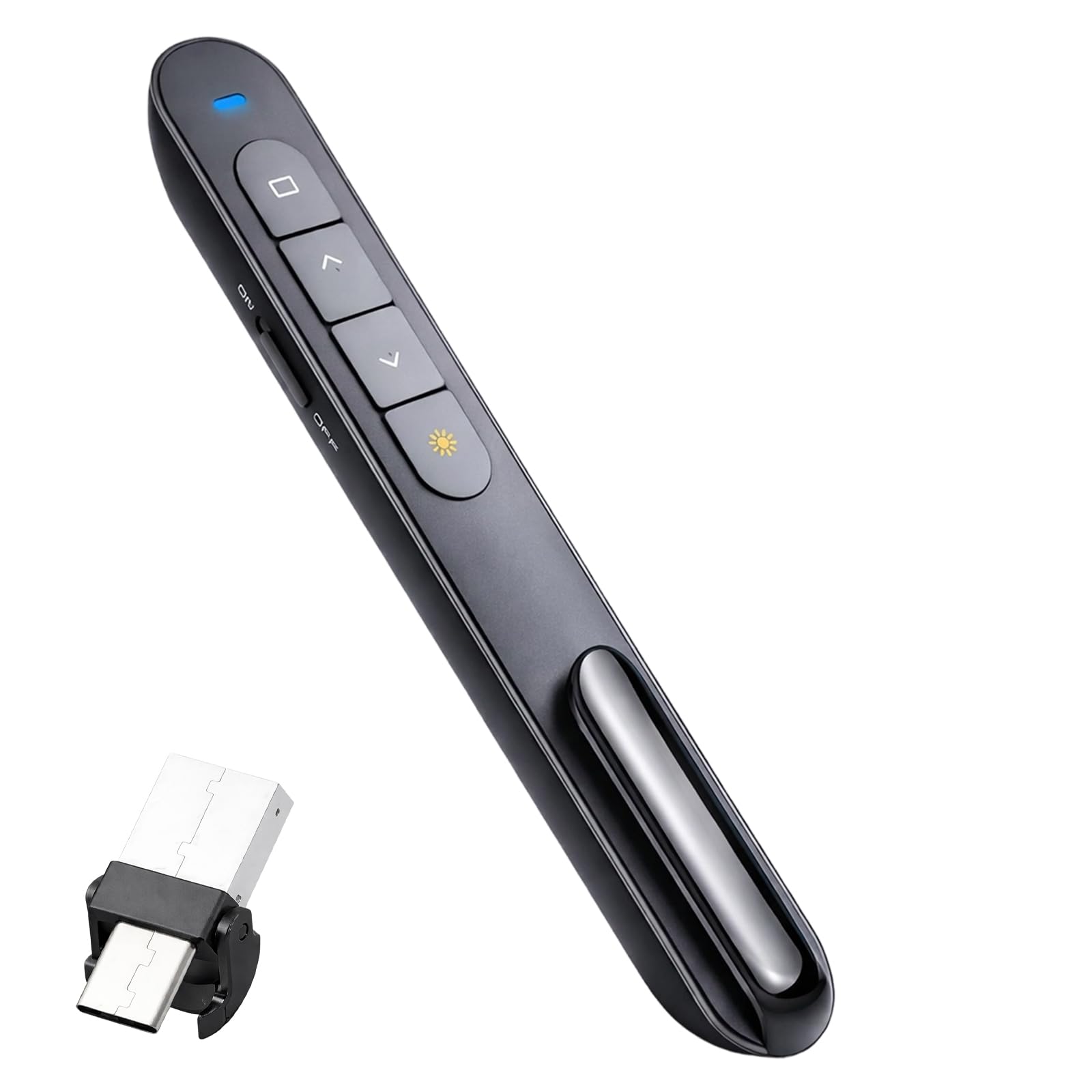1 PCS USB & Type-C 2 in 1 Remote for Powerpoint Clicker, 2.4GHz Hyperlink Volume Wireless Clicker for Presentation, 328FT USB Presentation Remote Slide Advancer PPT Clickers fits Computer Laptop Mac