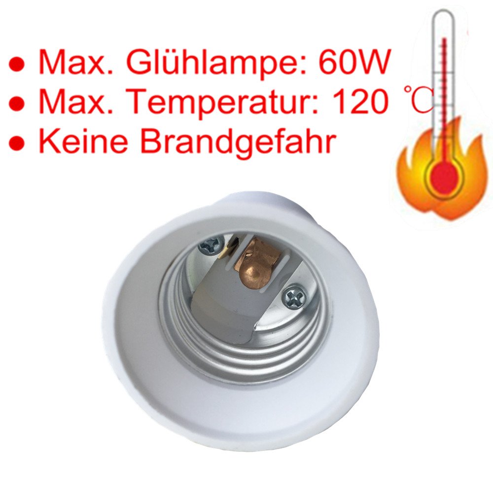 Adaptateurs De Douille E27 Vers E14 (lot De 6) - Pour Utiliser Des Ampoules E14 Dans Des Supports E27 - En PBT Ignifuge, Supporte 60W Max