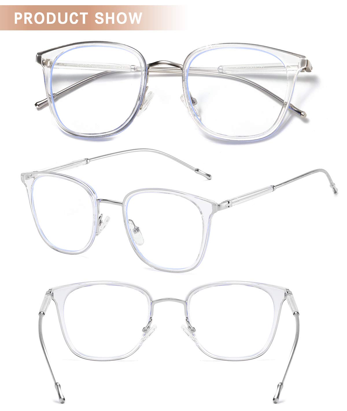 DUCO Blue Light Glasses for Women Men Blue Ray Blocking Glasses Computer Glasses for Teens Retro Round Eyeglasses W013