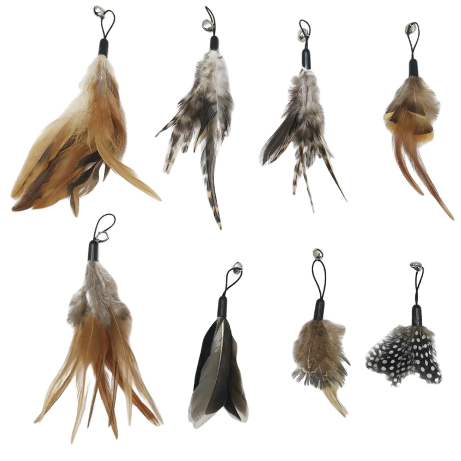 Shengxi Juguete Pluma de Gato Interactivo 8 Piezas, Teaser de Plumas de Repuesto con Campana Juguete Plumas Gato, Juguetes para Gatos Caña Gato Repuestos de Plumas para Ejercitar Gatos y Gatitos