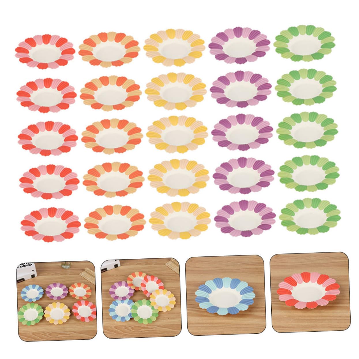 Mikikit 500stücke Wiederverwendbar-pappteller Für Kinderpartys Bunte Dekoplatten Papier Für Snacks Desserts Und Feierlichkeiten Leicht Und Für Nutzung Bei Veranstaltungen
