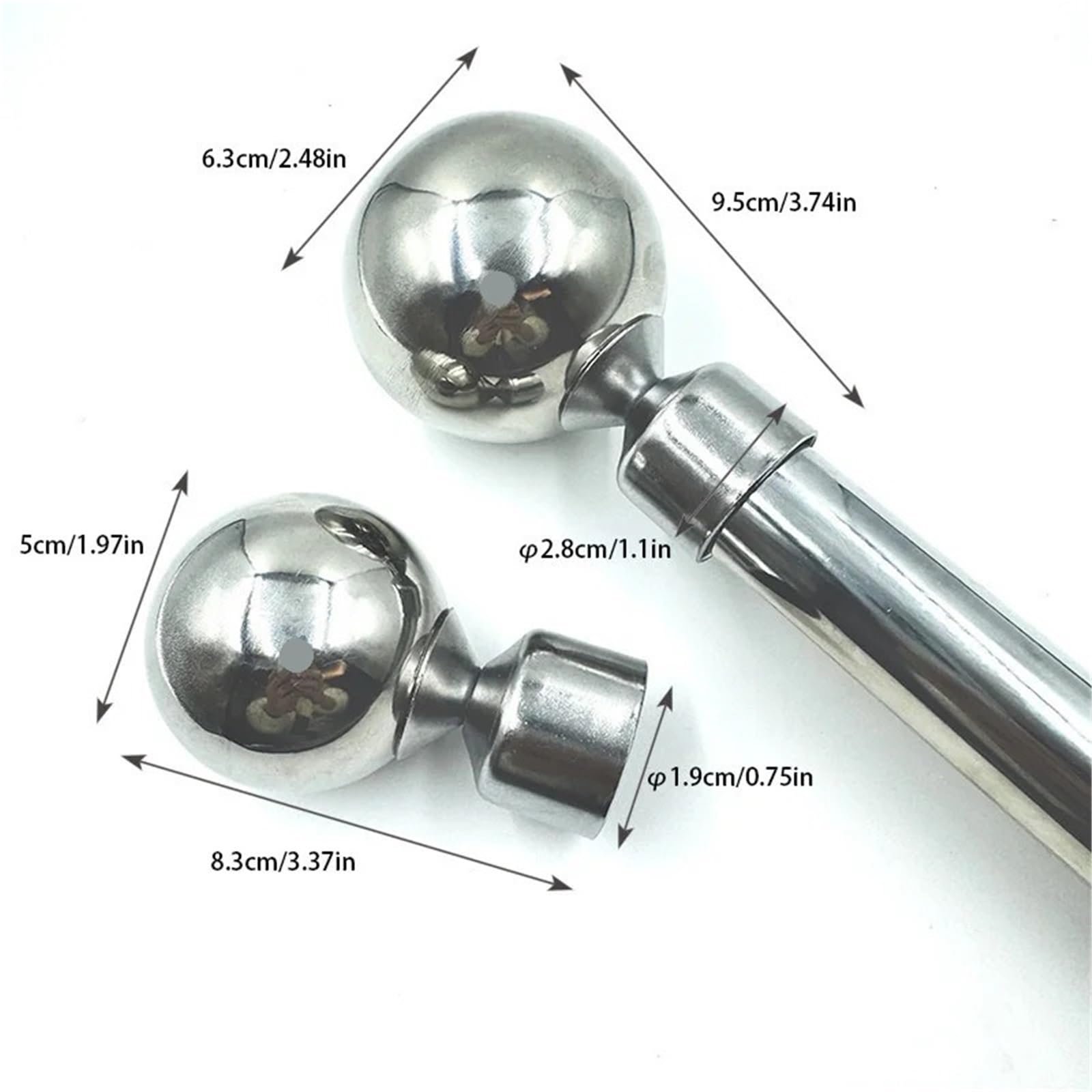 Końcówki karniszy Dekoracyjne, Zakończenia karnisza kulkowego ze stali nierdzewnej 2 szt. 50 mm 63(63.0mm-2.48in)
