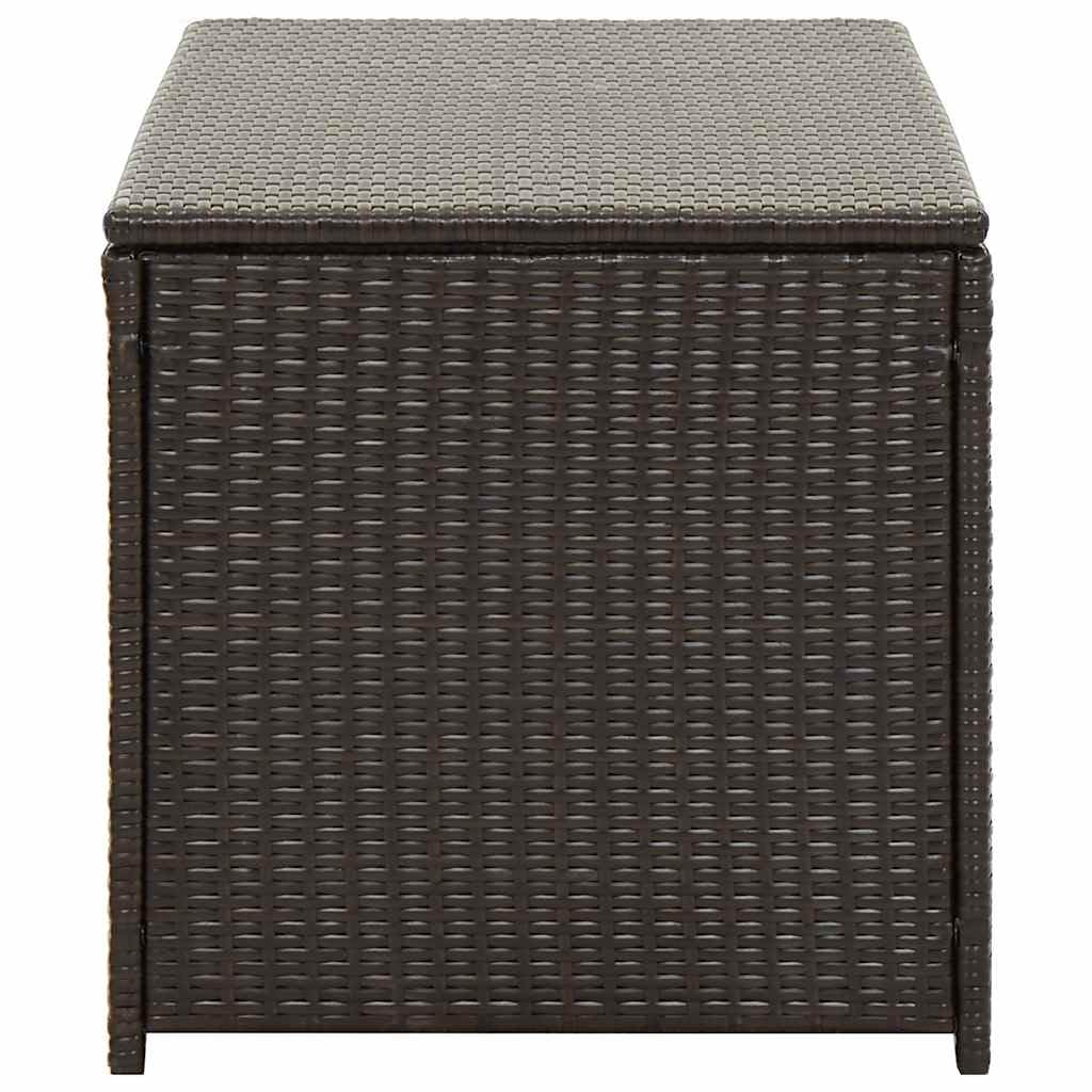 Cassapanca da giardino in polyrattan, 100 x 50 x 50 cm, marrone, con telaio in acciaio, cassapanca per cuscini, per balcone, terrazza, esterni, con cerniera