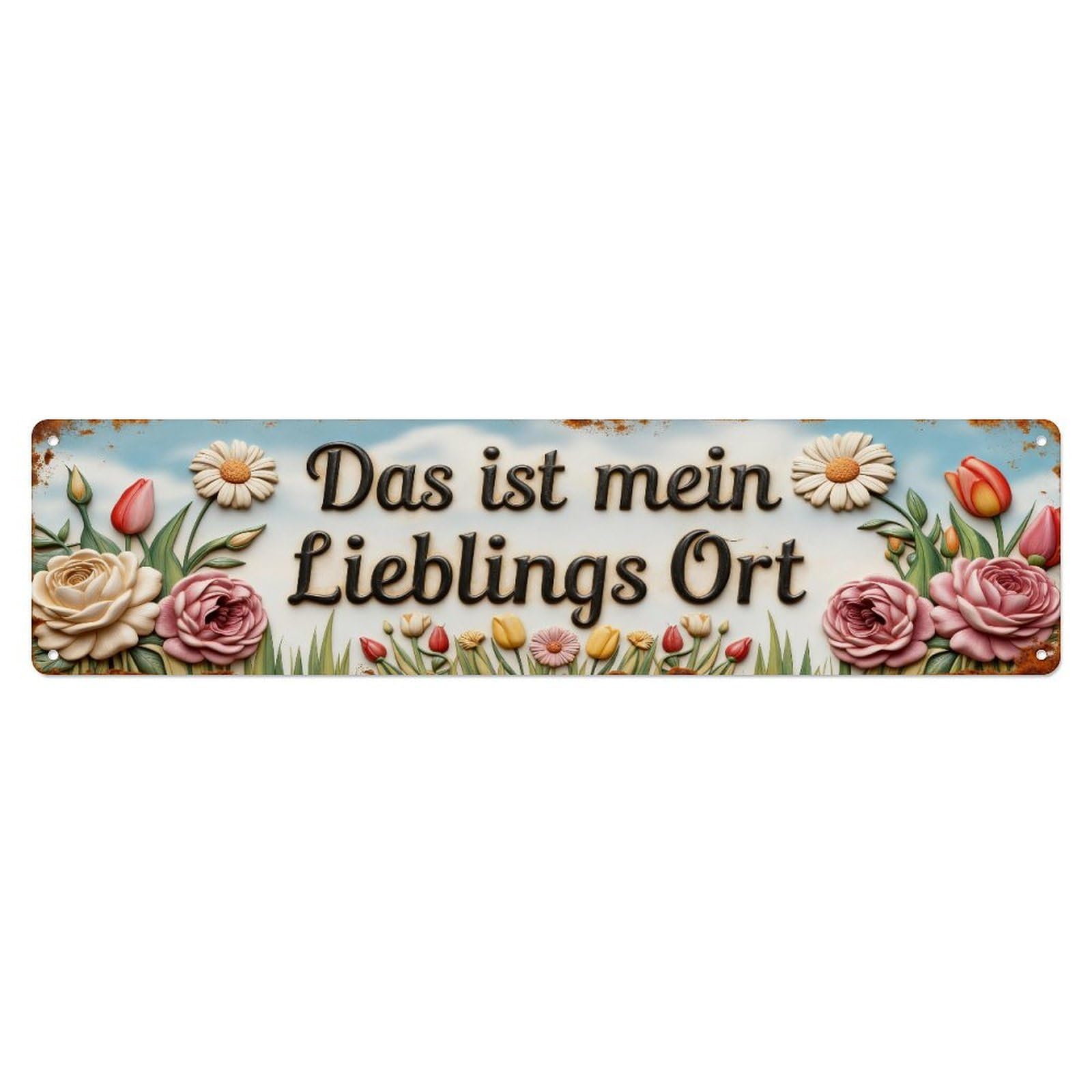 Floral Garden Sign With Flowers Metal Tin Sign Plaque