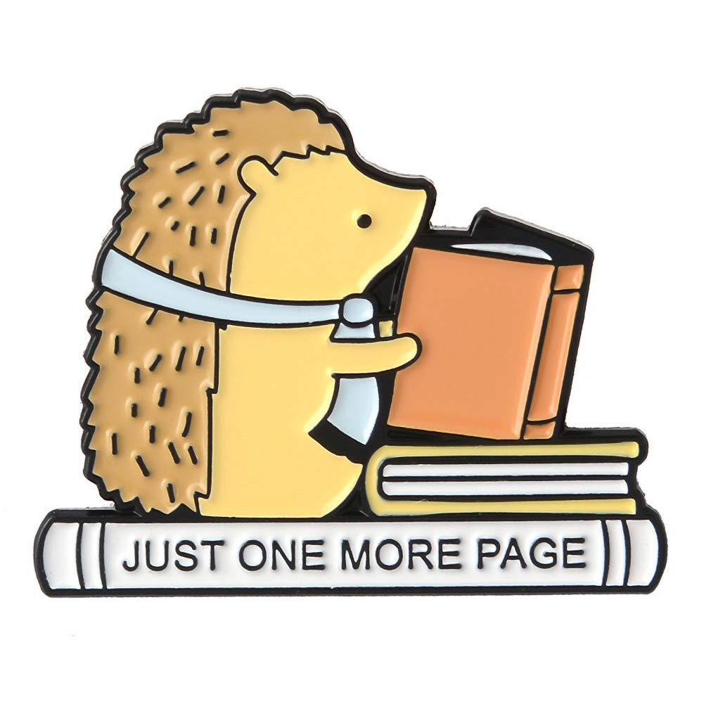 Amoyer Style 1 Hedgehog Brooch Read Books Cute Badge Denim Bag Backpack Lapel Pin Jewelry Creative Cartoon Corsage