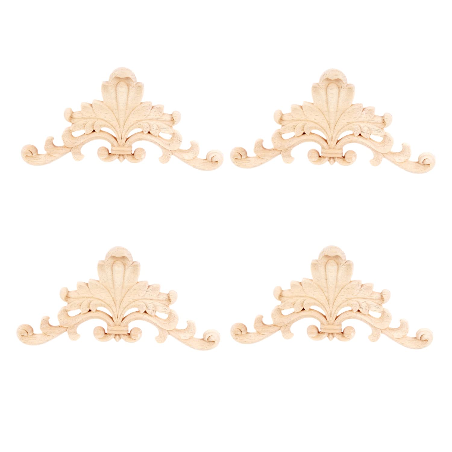 MUXSAM Wood Applique Carved 23x12x12cm Long and Big Woodcarving Decal Unpainted Decals for Furniture Woodubend Trim Carved Wood Wall Art Decor Ornaments