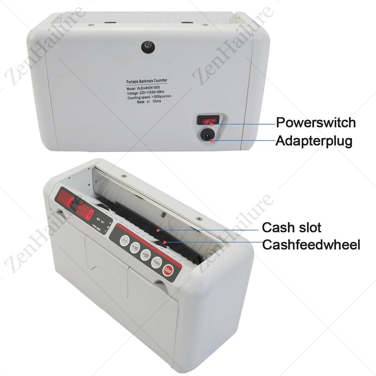 Macchina Conta Banconote Professionale,Macchina Conta Soldi Rilevatore di Banconote False Conteggio di Banconote Multimodale con Doppio Display LED,Portatile,per Negozi E Aziende