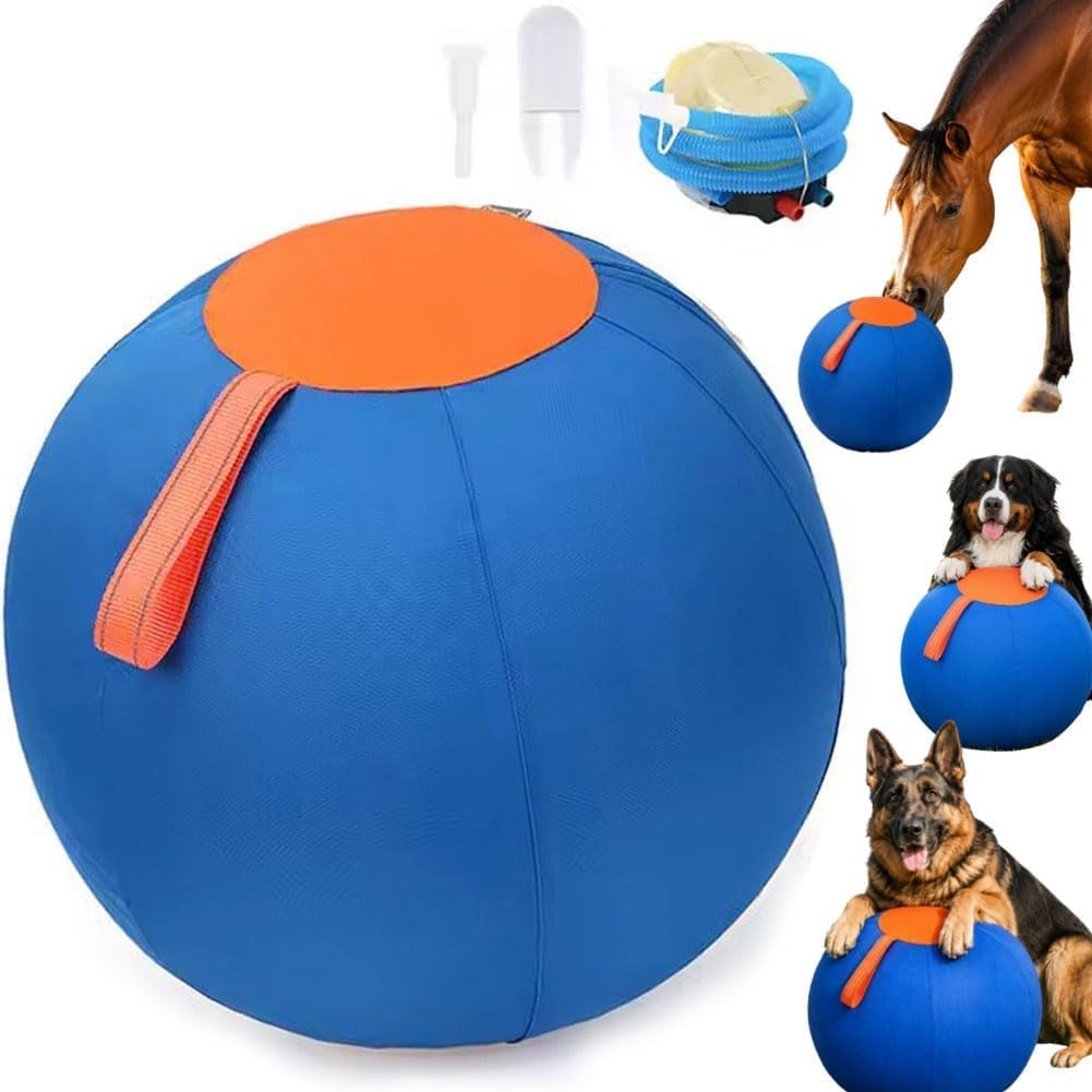 Herding Ball for Dogs, Giant Ball with Straps, Interactive Dog Toy Balls, Herding Balls for Border Collies, Tear-Resistant Cover and Pump Included for Large Breed Outdoor Play