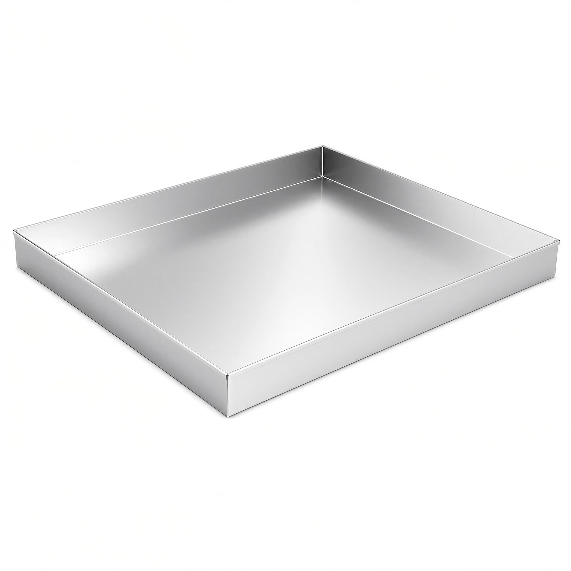 27 x 25 x 2.5 Inch 304 Stainless Steel Washing Machine Drain Pan, Heavy Duty Washer Drip Tray for Laundry Room Floor Leak and Overflow Protection