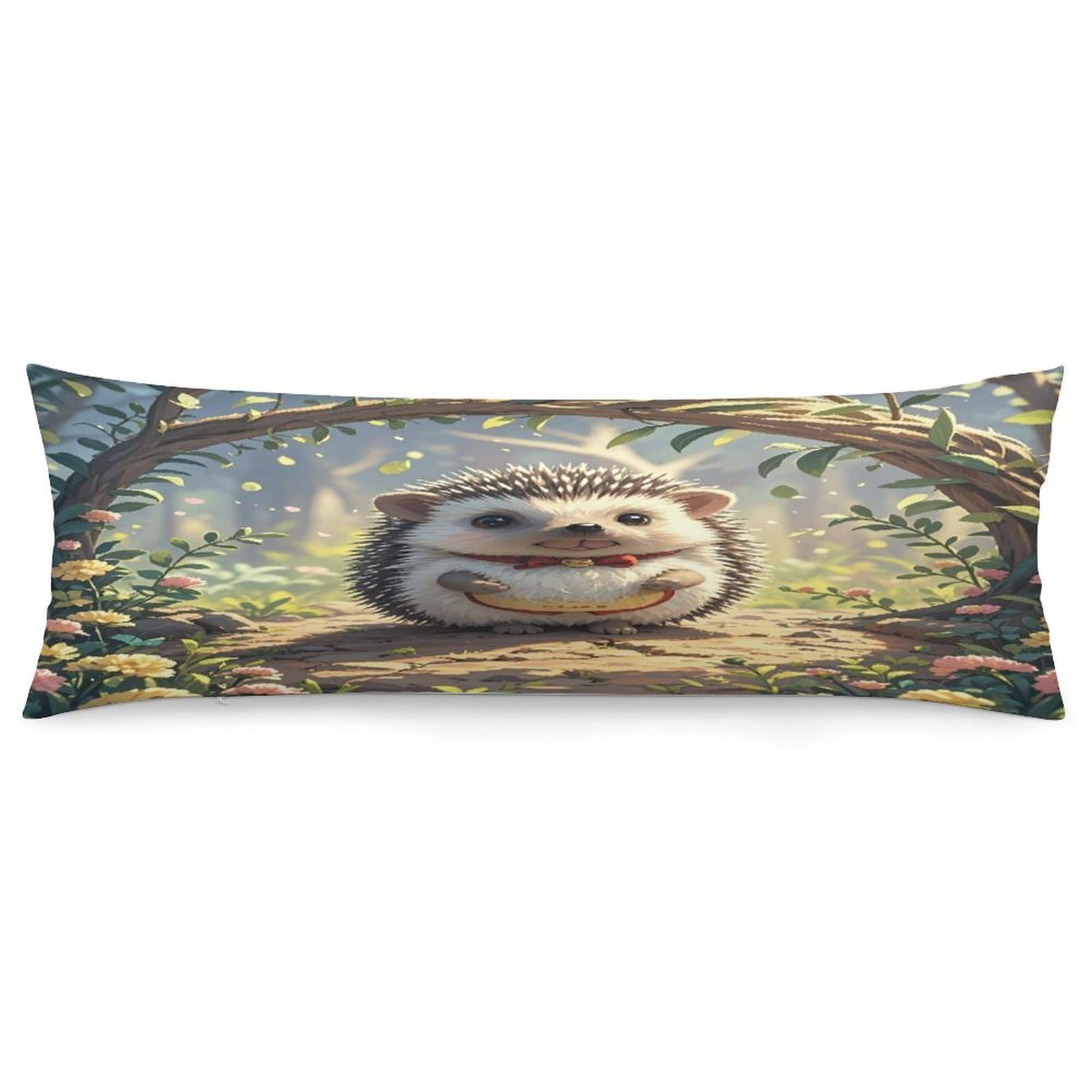 Lovely Hedgehog Pillowcase Decorative Long Body Pillow Case Soft Breathable Body Pillow Cover Modern Large Pillowcase Cute Body Pillow Pillowcases for Bedroom Couch 18.9 X 53 Inch