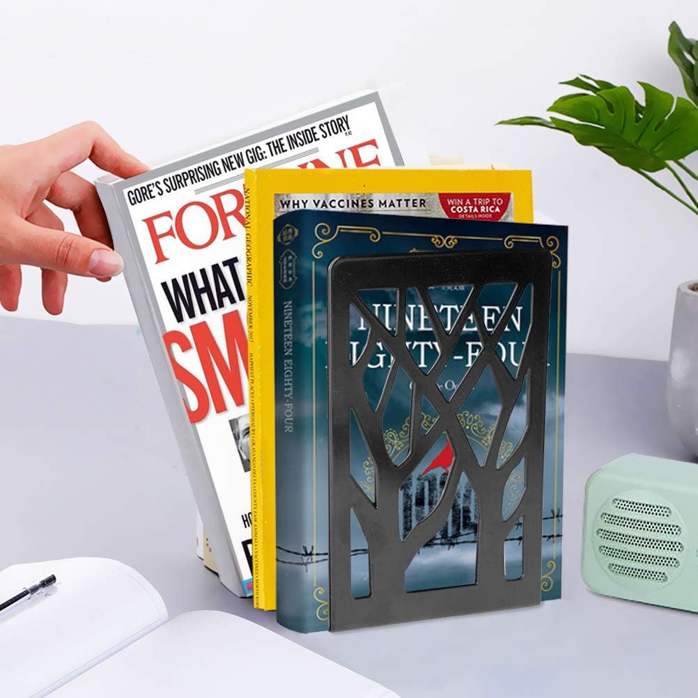 Elegant Black Metal Bookends for Heavy Books and Decor
