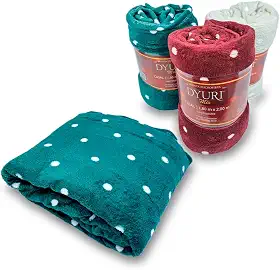 Manta Microfibra Casal Dyuri Mix Bolinha 1,80x2,00m Jolitex (BORDO)