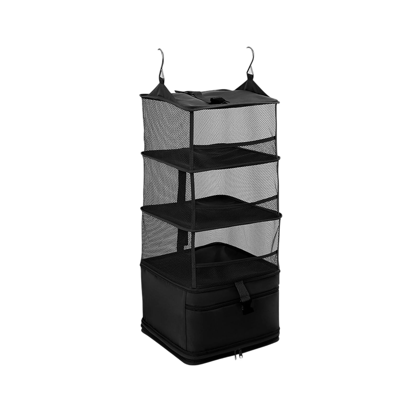 Elnwnnkc Black Sturdy Polyester Wall Mounted Foldable Storage Bag With Multiple Layers For Travel Home Portable Clothes Organizers