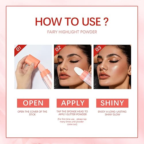 Miniatura 4 de Polvo De Hadas Highlighter Stick Puff Fairy Stick Highlighter Powder Glitter Loose Powder Brush Stick Contouring Powder Fairy Bomb Shimming Body