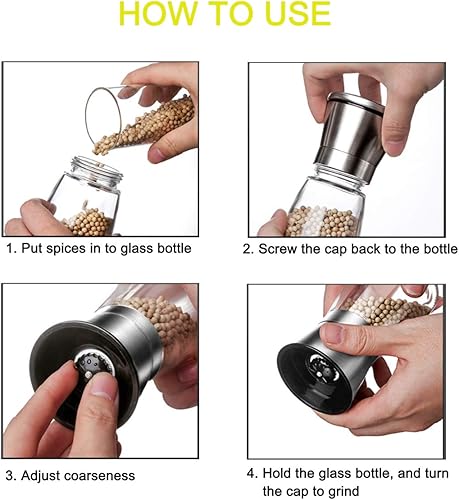 Miniatura 10 de Juego de molinillo de sal y pimienta de acero inoxidable de alta calidad coctelera de vidrio corta molino de pimienta y molino de sal con grosor