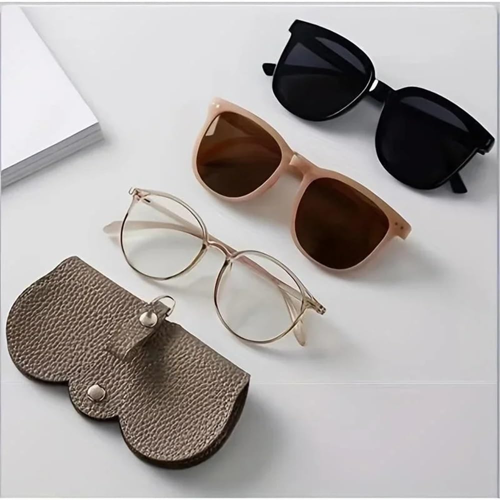 2/4/6 fundas para gafas de sol con relieve de litchi en relieve, bonita bolsa de almacenamiento de gafas de sol de piel sintética para colgar gafas de lectura, soporte portátil para gafas de
