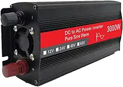 Inversor de onda senoidal pura de 3000W 12V/ 24V/ 48V/ 60V para 220V Conversor de impulso doméstico montado em veículo com tela LED 50Hz