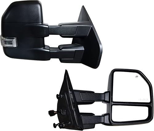 AERDM Nuevo par de espejos de remolque para camioneta 2004 05 06 07 08 09 10 11 12 13 2014 F150 Pickup Truck Espejos laterales de carcasa negra con