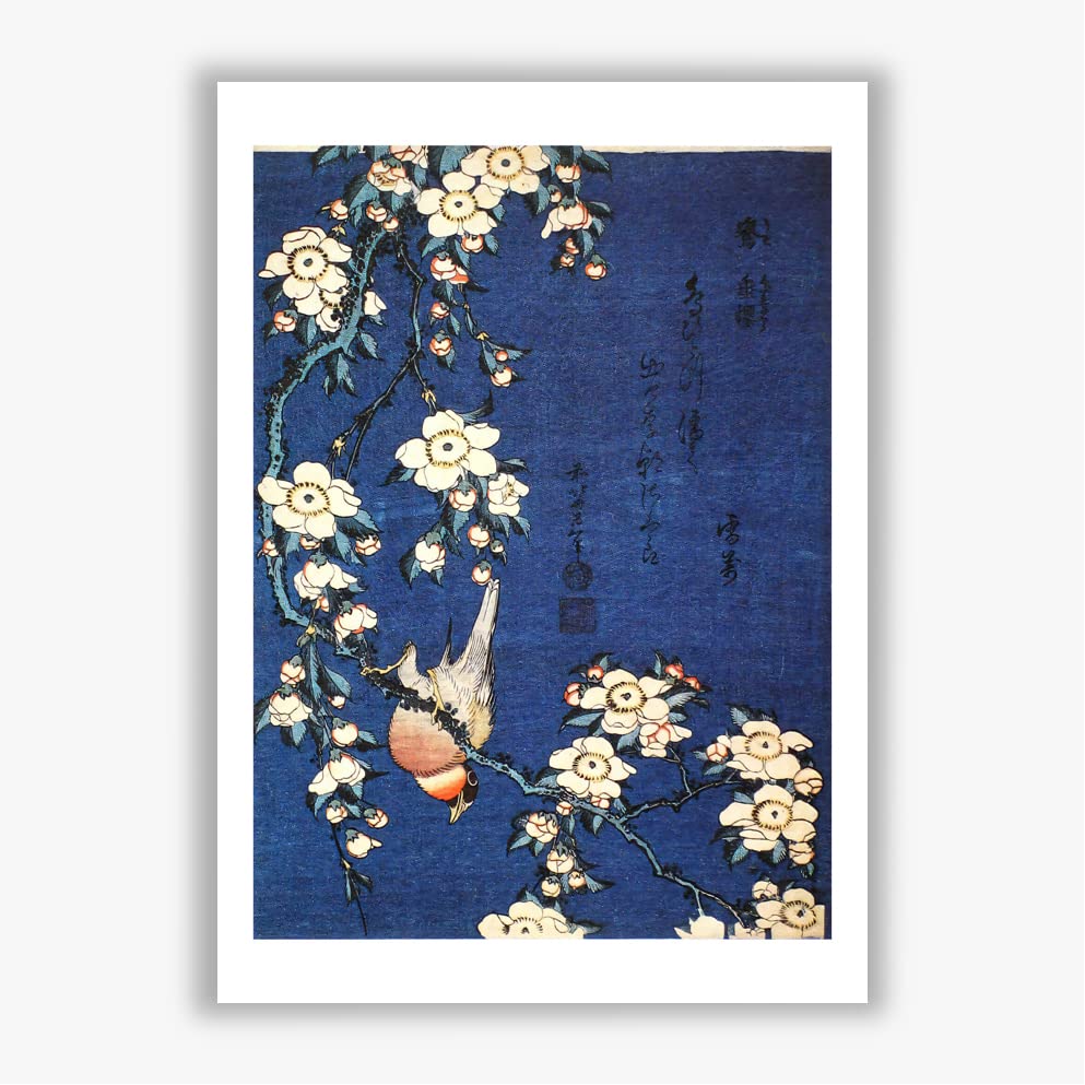 Impresión de pared Jilguero y cerezo de Hokusai, póster giclée grande de gran acabado 2