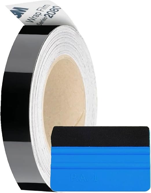 3M Black Vinyl Wrap Film Series 2080 1080 Kit for Black Gloss Out Chrome Delete Window Trim Door Trim Free Tool Kit (Gloss Black, 0.5 Inch x 5FT)
