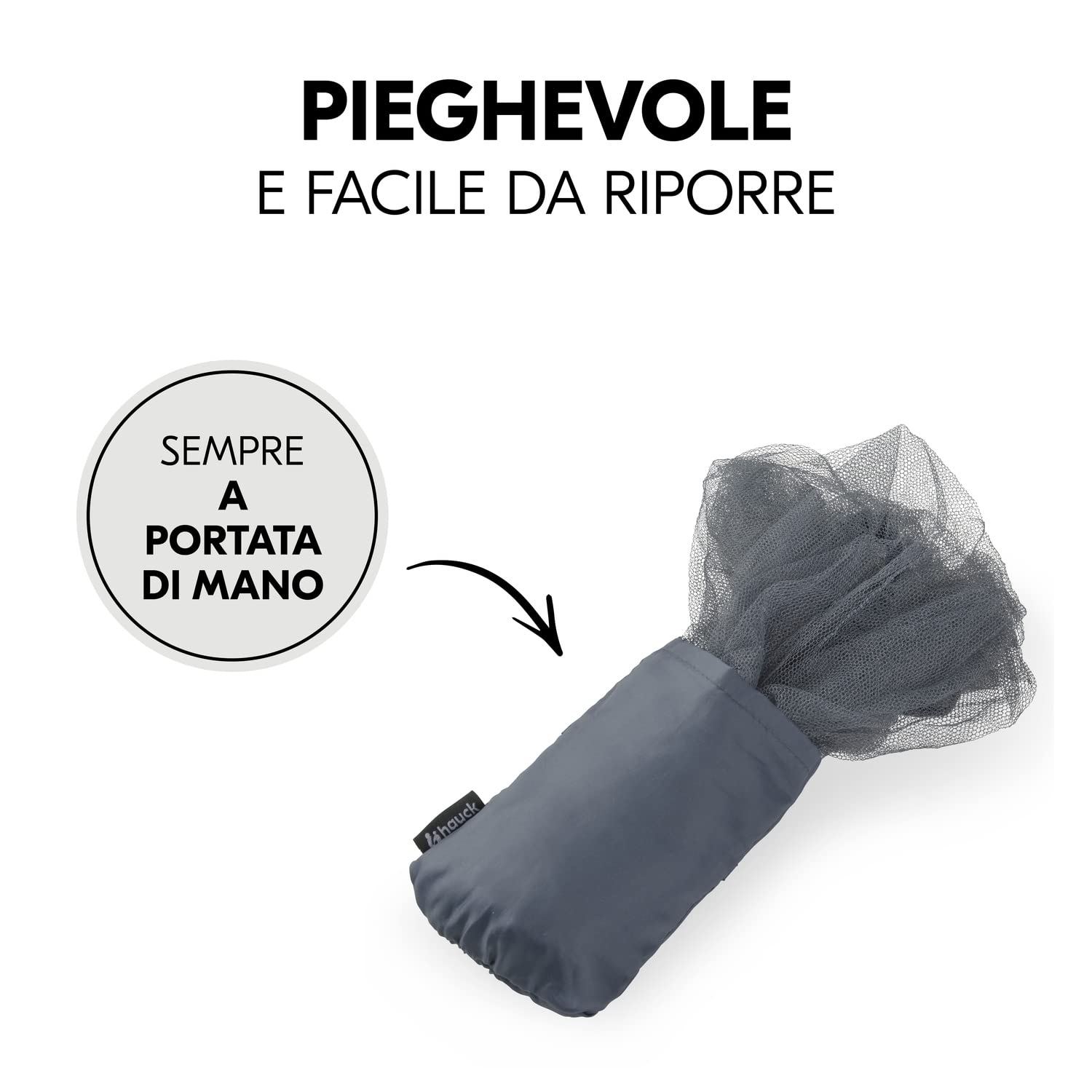 hauck Zanzariera Universale per Bambini, Grigio - 92 x 29 cm - Rete Antizanzare per Carrozzina, Passeggino e Culla - Tessuto Antistrappo - Facile da Fissare - Lavabile e Pieghevole