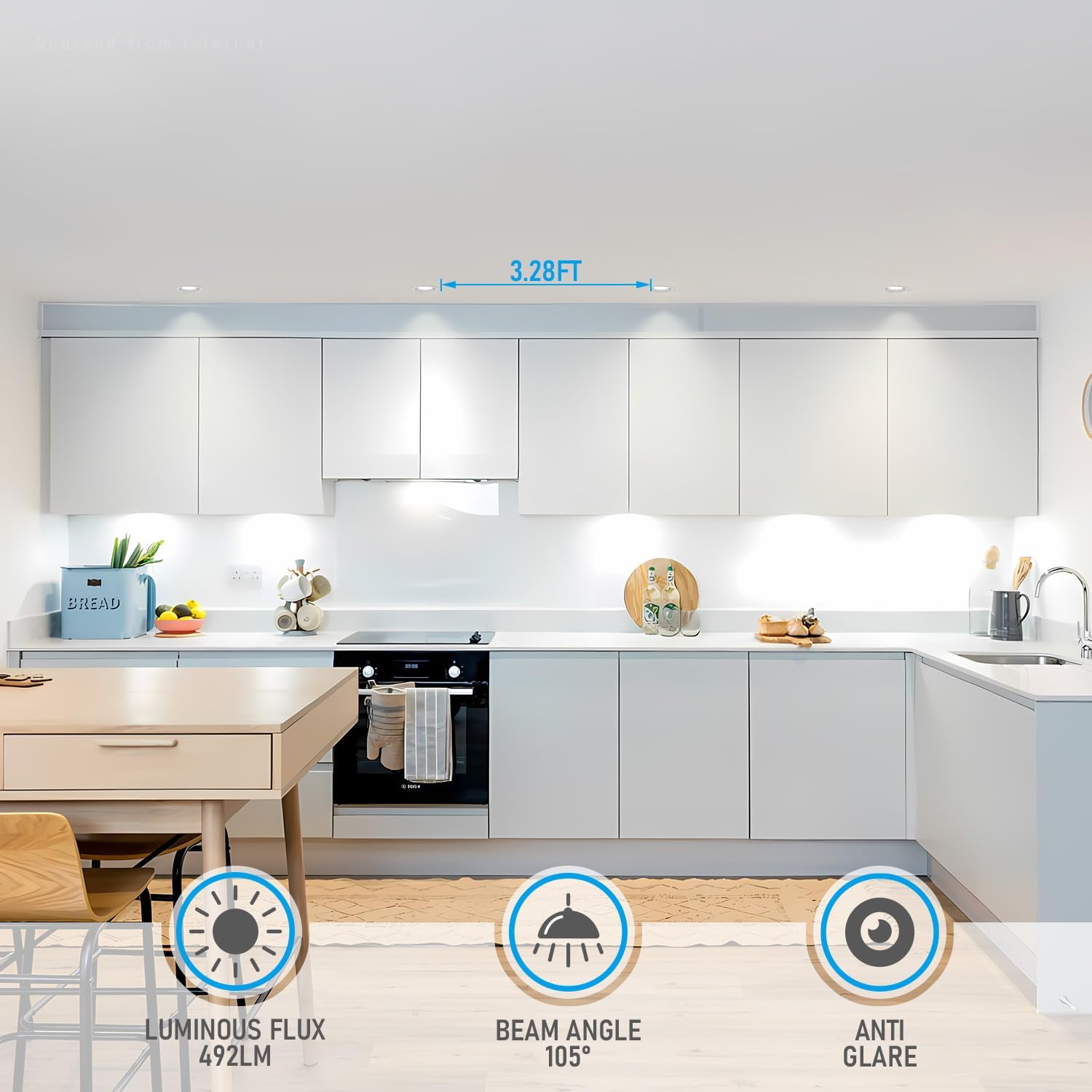 TORCHSTAR 8-Pack 5CCT 3 Inch Slim LED Recessed Lighting with J Box, Aluminum, Anti-Glare Baffle Trim, 6W 492LM, CRI90 Dimmable Ceiling Downlight, Air Tight & IC Rated, 27003000350040005000K, ETL&ES