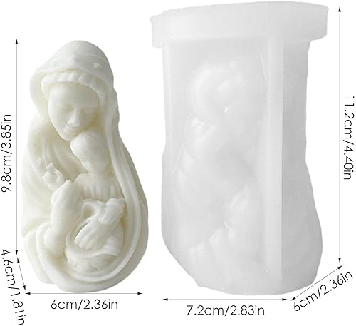 Miniatura 2 de Molde de silicona para velas de Virgen María en 3D creativo molde de fundición de escultura de Jesús bebé molde de resina hecho a mano molde de cera