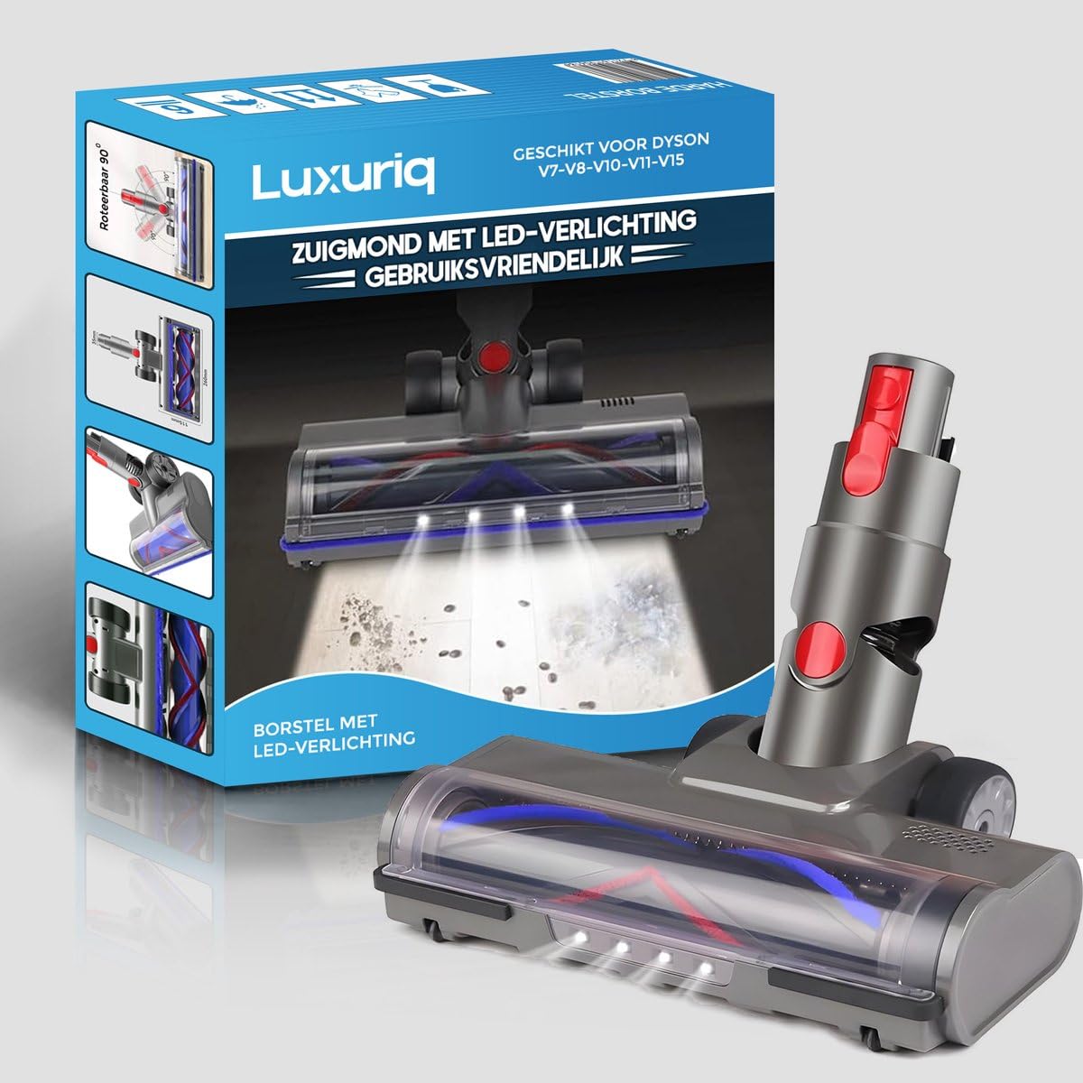 uniwersalna dysza do odkurzacza z oświetleniem LED do odkurzacza Dyson V15, V11, V10, V8, V7, szczotka stalowa, nadaje się do twardych podłóg