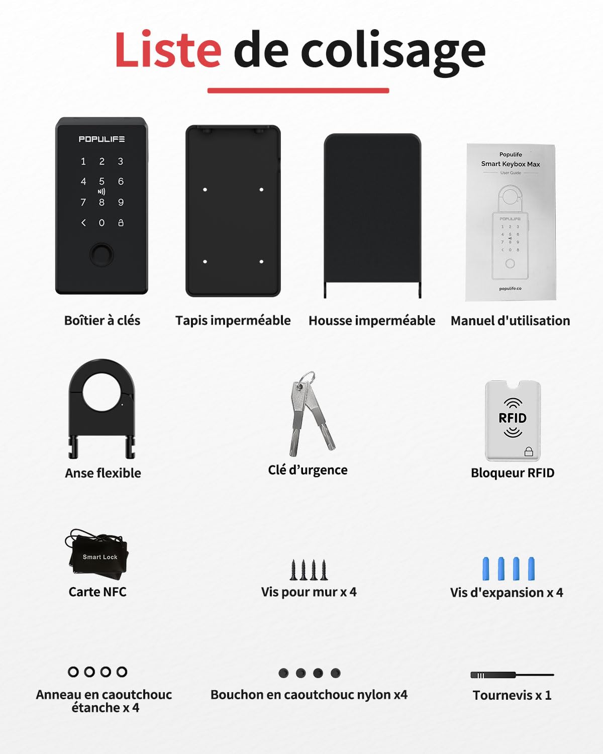 Populife Boite a Clef avec Empreinte Digitale, Smart Boite a Clefs securisee exterieur, Boite à Clé avec Accès à Distance Sans Fil pour Maison, Bureau et Agents Immobiliers, Fonctionne Hors Ligne