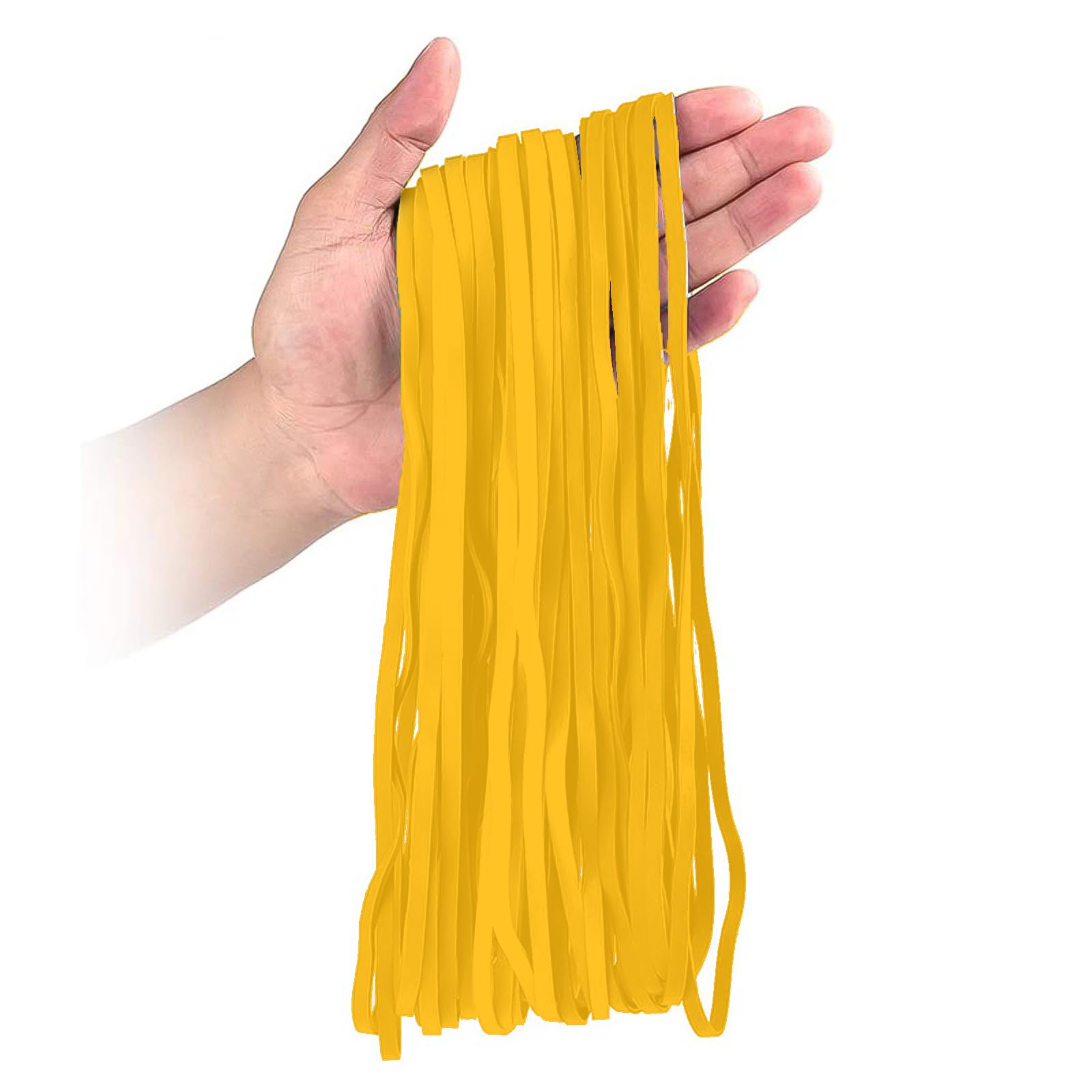 YAZANY 50Pcs Large Elastic Rubber Bands, Sturdy Thick & Stretchable Yellow Bands, Natural Elastic Bands for School Home Office Supplies Industrial Crafts DIY Everyday Use 180mm