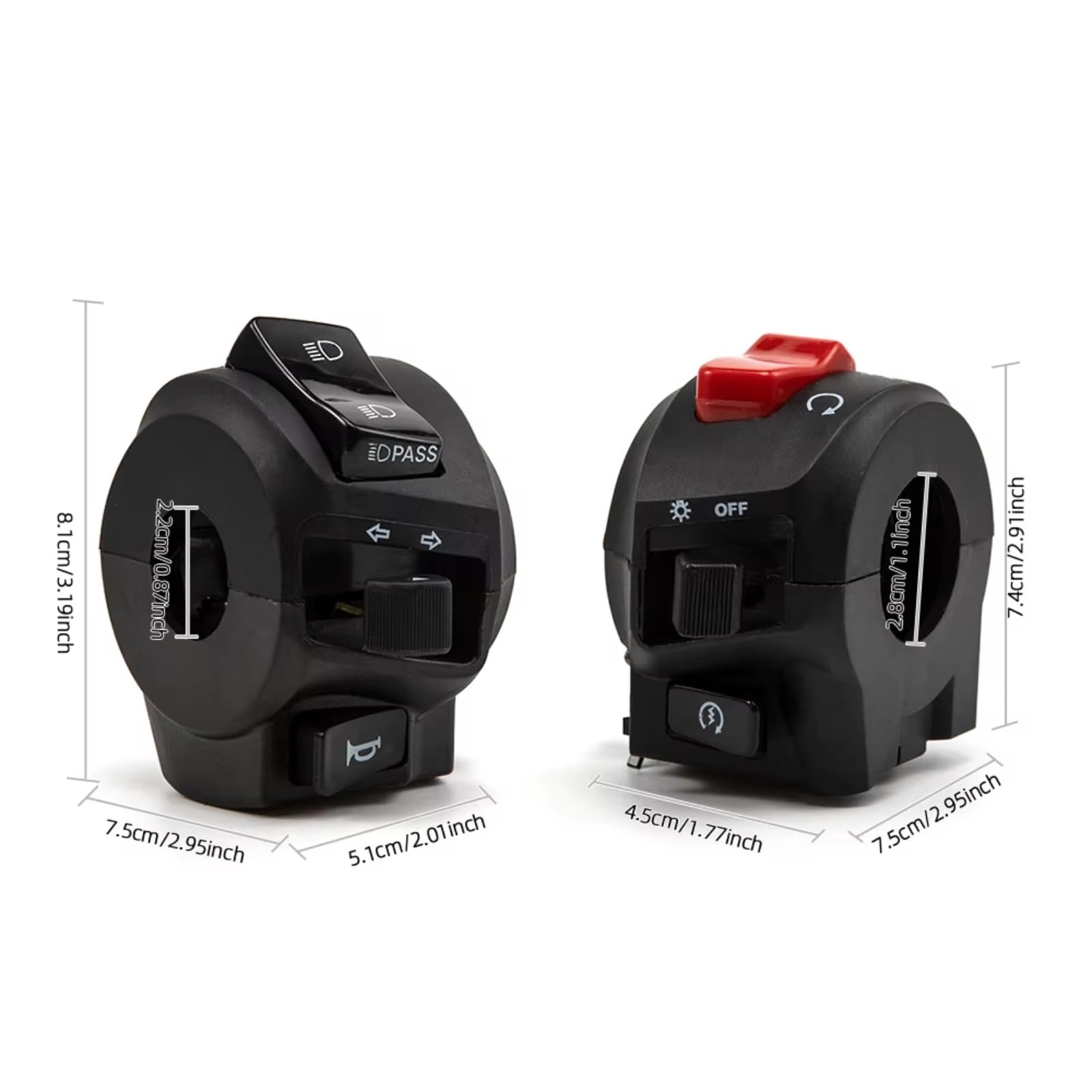 Comando Manubrio 1 Paio Di Interruttori Manubrio Moto Sinistra Destra Da 22mm Per Pulsante Di Controllo Avviamento Elettrico Faro Indicatore Direzione Clacson Universale