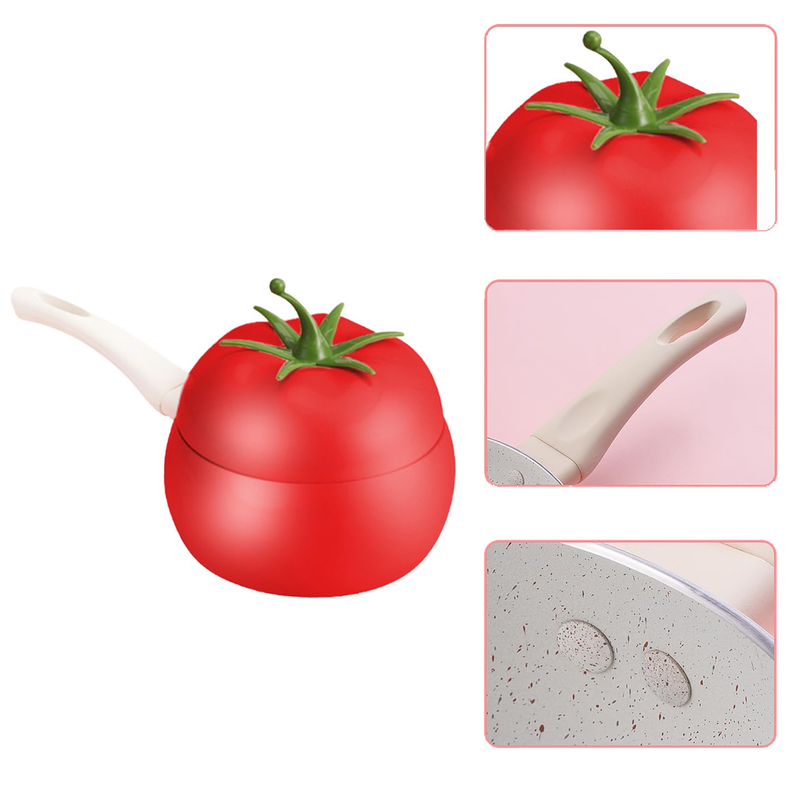 Creative Antihaft Milchtopf, Tomatenförmiger Butterwärmer, Babynahrung Supplement Pan Perfekt zum Kochen von Eiern, Erwärmen von Milch, Mini Edelstahl Milchtopf für Induktion, Gas und Elektroherd