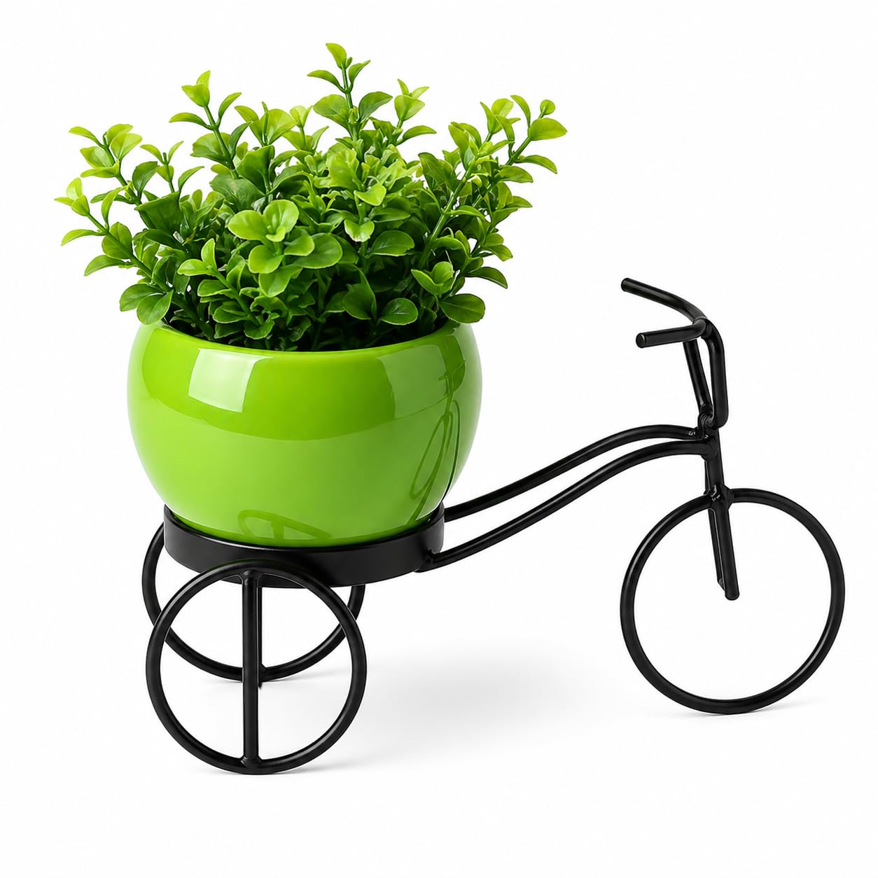 Cycle-Shaped Metal Plant Stand for Indoor & Outdoor Use, Metal Cycle Flower Vase, Decorative Iron Planter Pot Holder for Flowers & Ornaments (24 x 11 x 11cm) Big-image-42