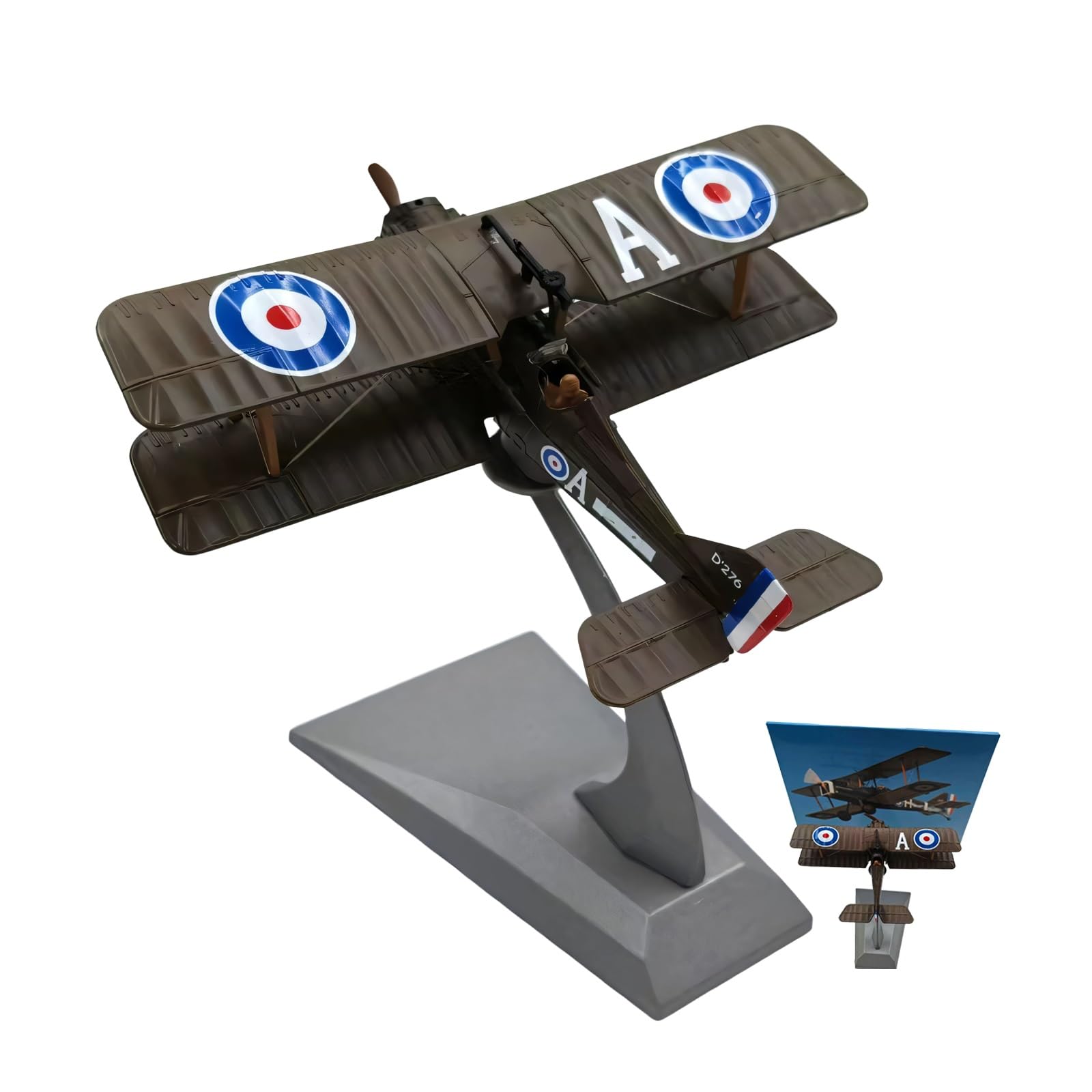 Modello metallo pressofuso caccia biplano SE.5a scala 1:72 con ruote dell'elica girevoli, supporto espositivo lega zinco for appassionati aviazione, replica aereo militare preassemblata