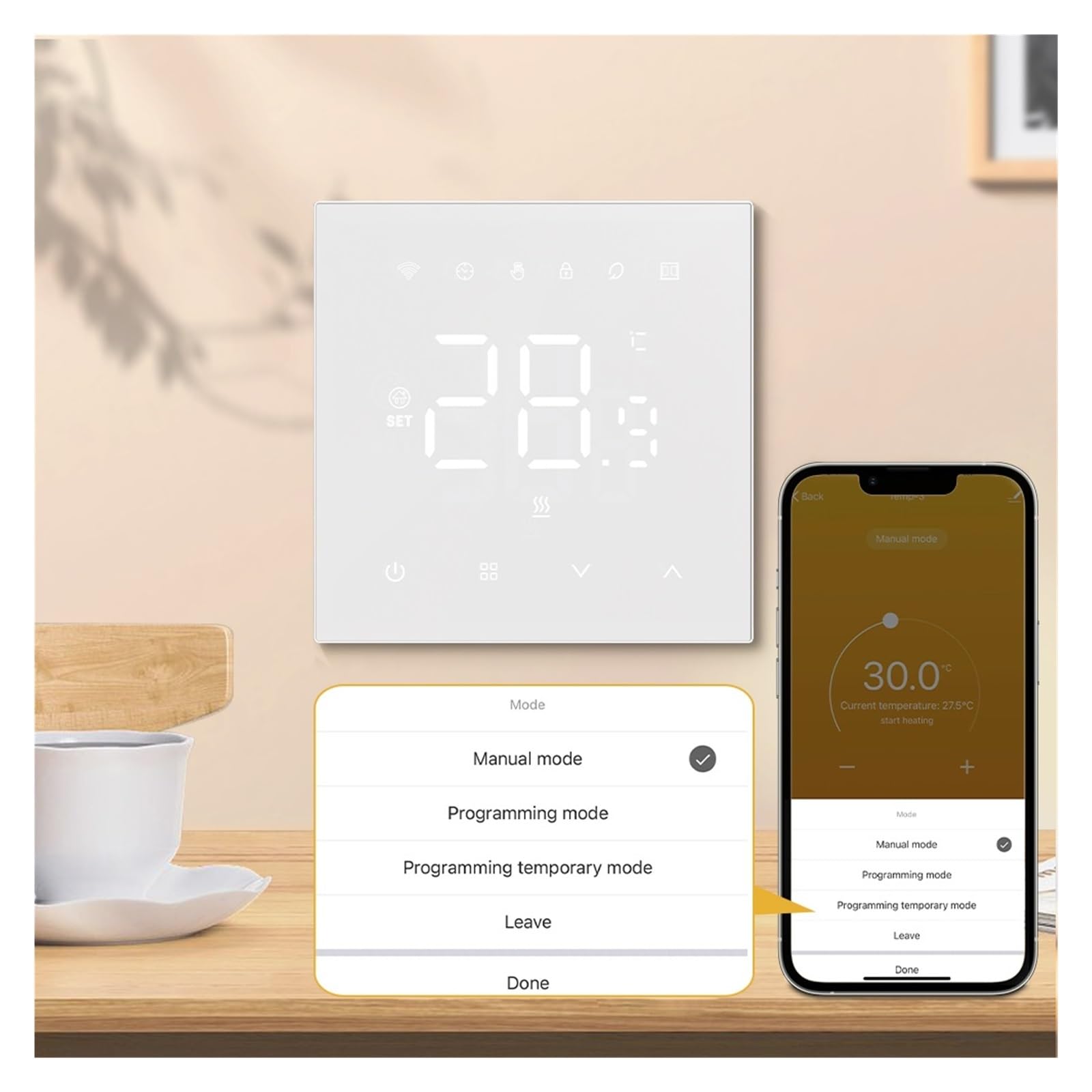 Termostato inteligente, Termostato Tuya for hogar intelinte, calefacción eléctrica, caldera de Gas por suelo cálido, controlador de temperatura LED Digital(3A Gas Boiler-Black)