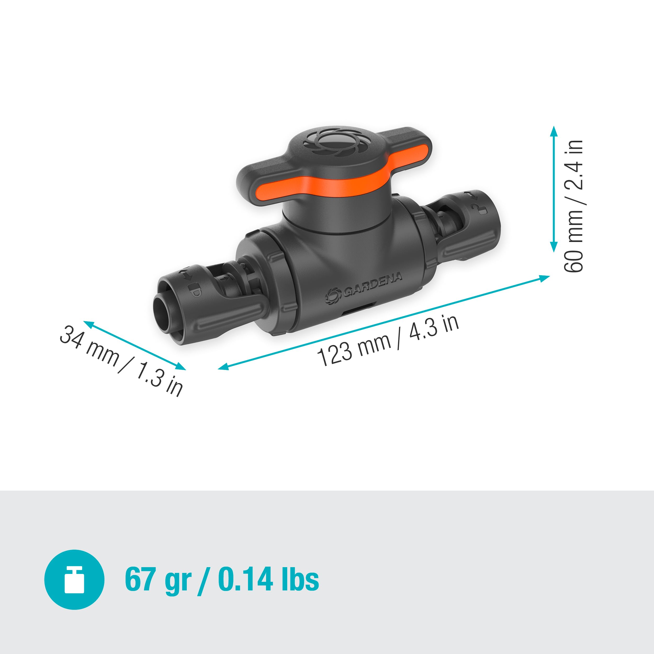 Gardena System Micro-Drip zawór regulacyjny i odcinający 13 mm (1/2 cala): Proste odcinanie rur i bezstopniowa regul. przepływu wody, akcesoria do rur instal.h i rur kropl. (13207-20)