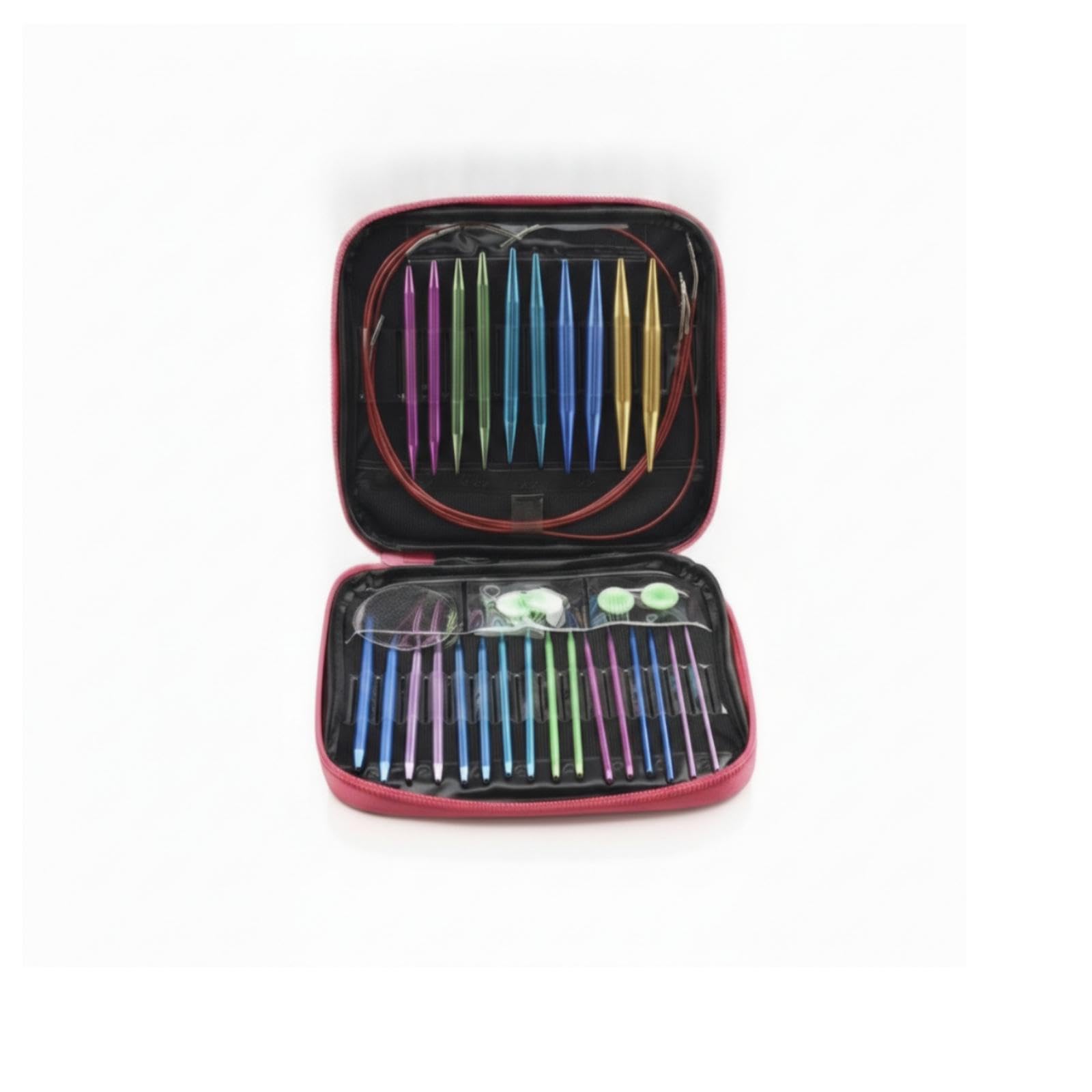 SNAPPSY Interchangeable Circular Knitting Portable Interchangeable Knitting Point Kit Flexible for Knitters, Hobbyists Multi Square Bag 13-picture-13