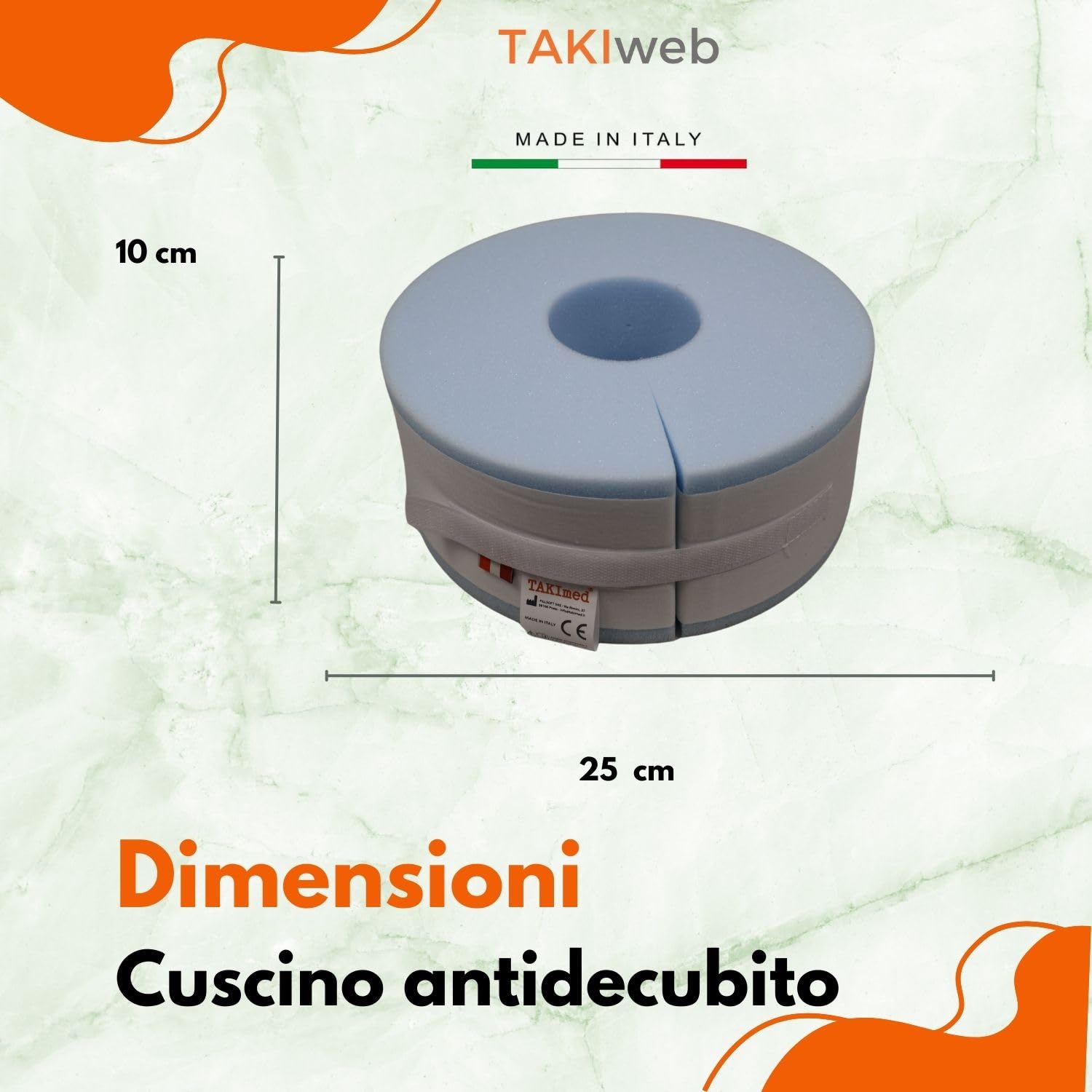TAKImed,Talloniera, Polsiera Antidecubito, Antidecubito Per Sollevamento Talloni e Per L'elevazione Del Polso,Per L'elevazione Del Tallone Alla Caviglia Cuneo. Schiuma in puleuretano espanso.