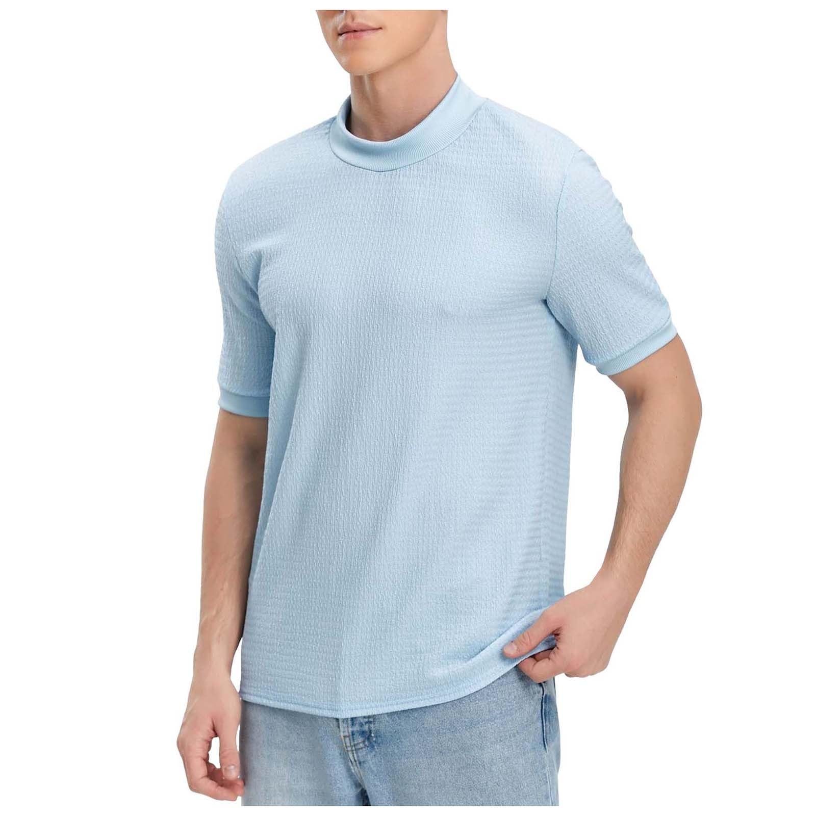 タートルネック カットソー メンズ 半袖 夏 Tシャツ ハーフハイネック tシャツ ニットtシャツ 綿 トップス ストレッチ タイト カジュアル ビジネス 春夏秋