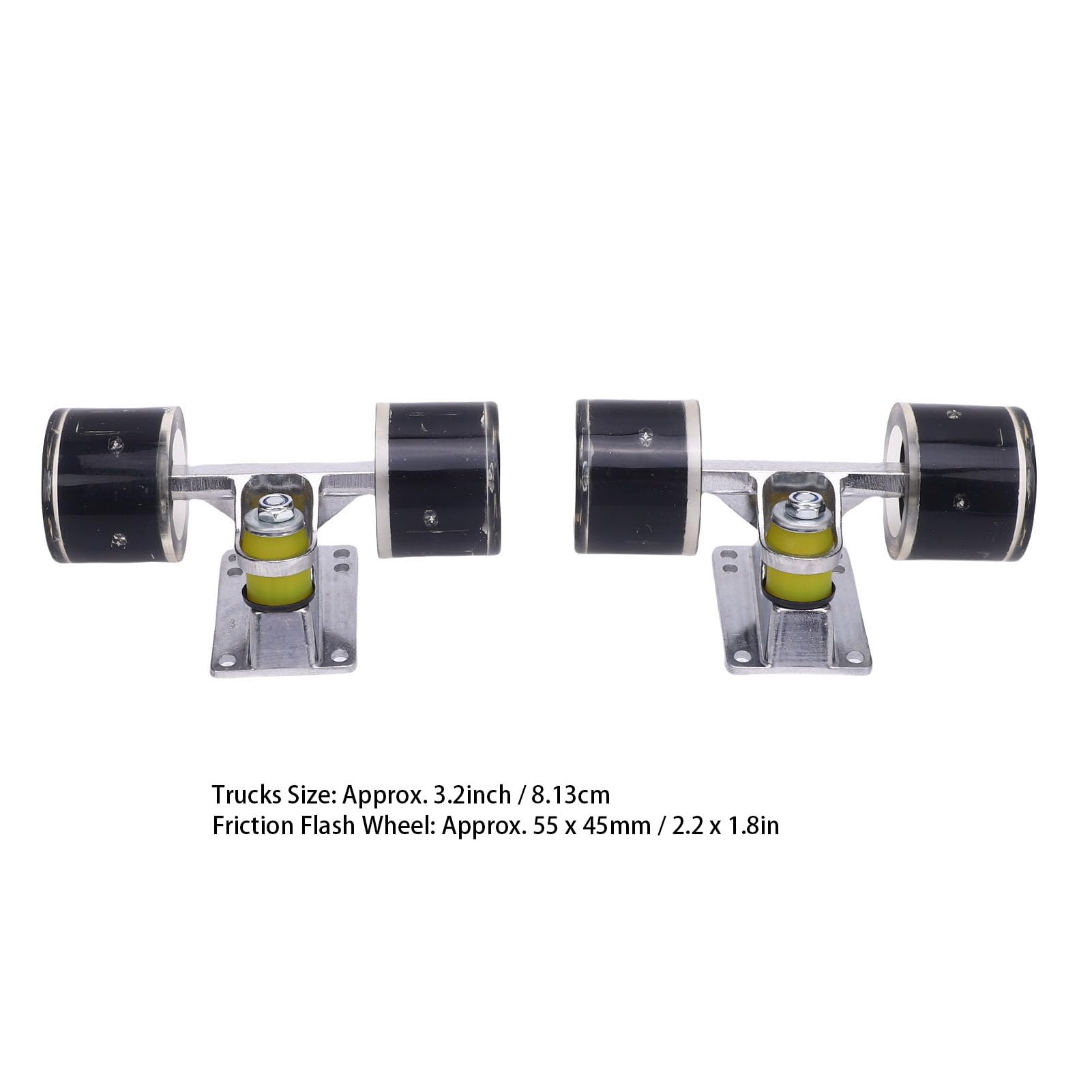 Fockety Ensemble de Trucks et Roues de Skateboard Longboard, Roues de Skateboard 55 x 45 mm, Ensemble de Trucks et Roues en Alliage d'aluminium, matériel de Skateboard pour Cruiser (Black)
