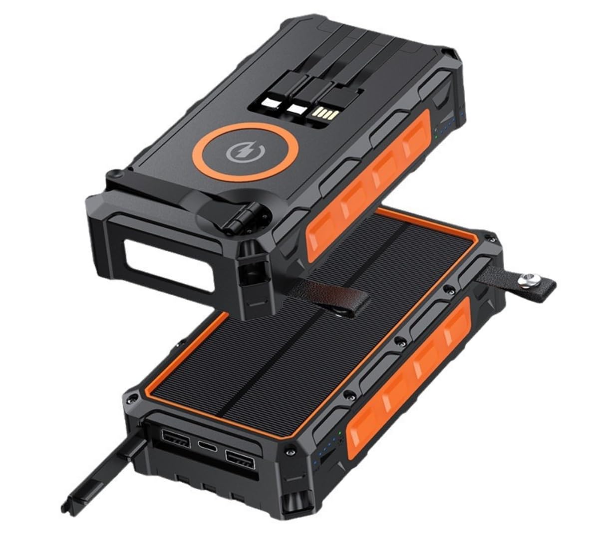 Solar Power Bank 20000mAh, Built in 3 Cables,20W Fast Charging Battery Pack Solar Charger Power Bank