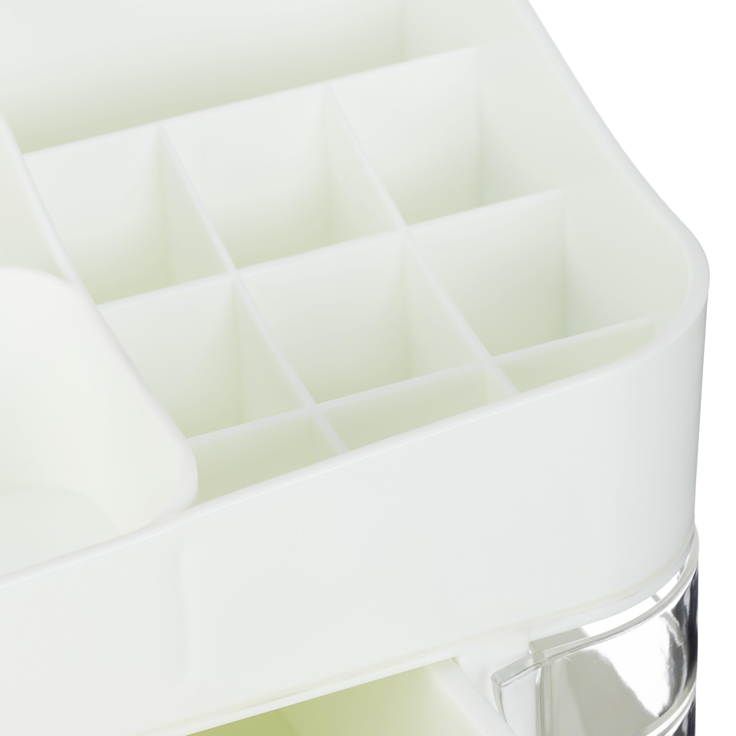 Relaxdays Organizer na kosmetyki, 24 przegródki, tworzywo sztuczne, wys. x szer. x gł.: 27,5 x 26 x 21 cm, organizer na kosmetyki, biały