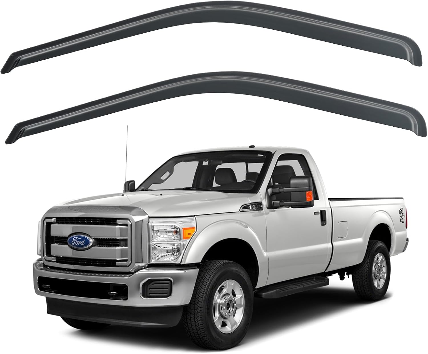 Window Rain Guards Shield for 1999-2016 Ford F250 F350 F450 F550 Super Duty, Out-Channel Window Wind Deflectors Shades for 2000-2016 F650 F750 Standard Cab,2PCS