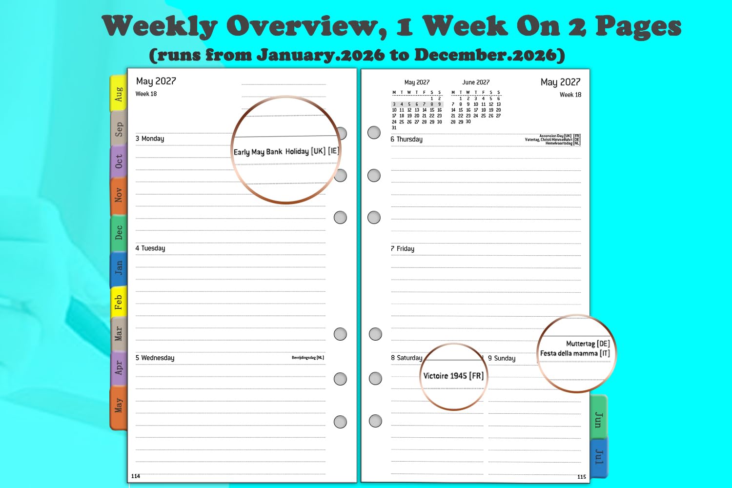 Agenda 2027 Moleskine 12M Planner Weekly 7dagen/1pagina large sc black