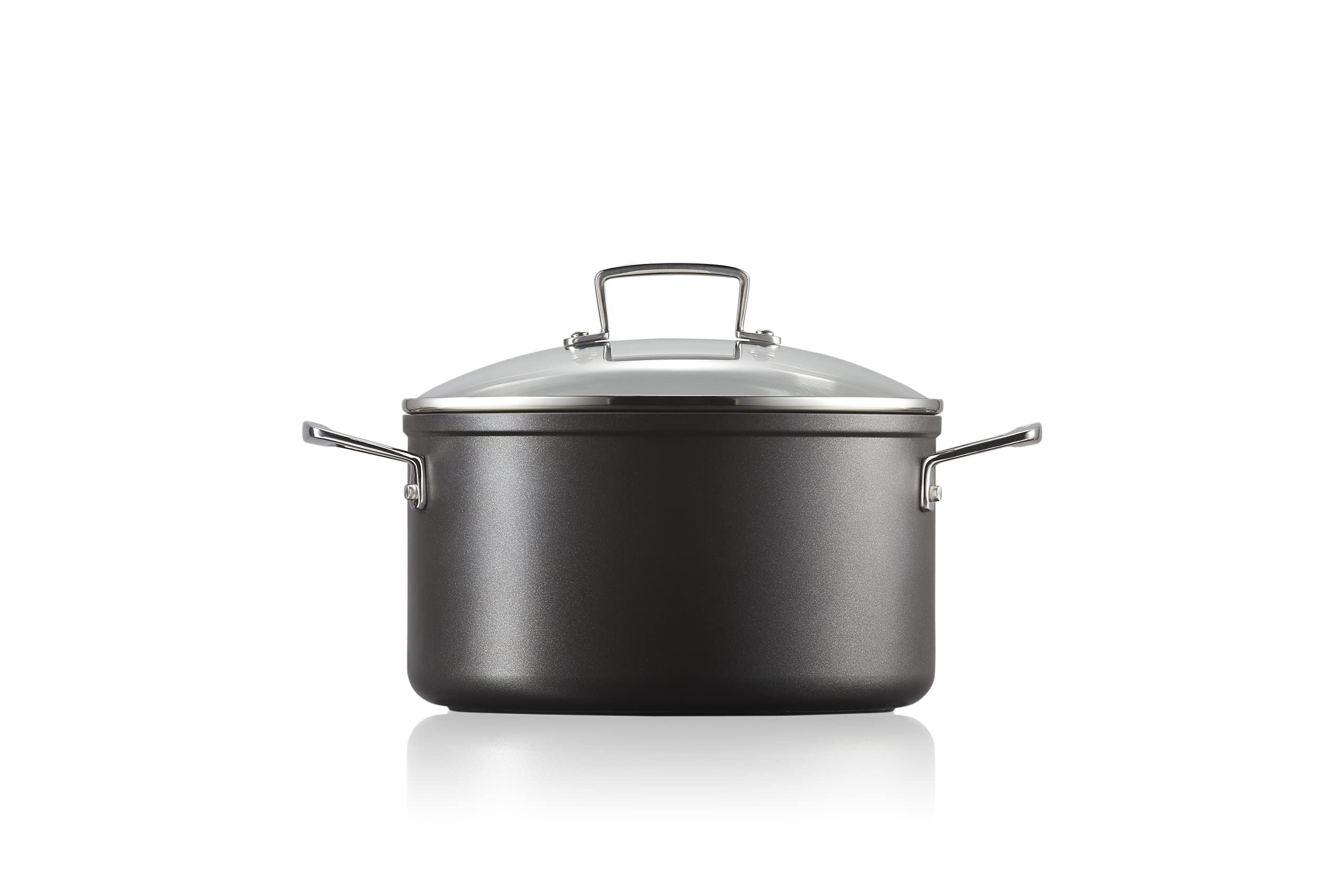 Le Creuset Pentola in Alluminio Antiaderente con Coperchio, diameter 24 cm, per per tutte le fonti di calore, induzione incluso, Nero, 51111240010502