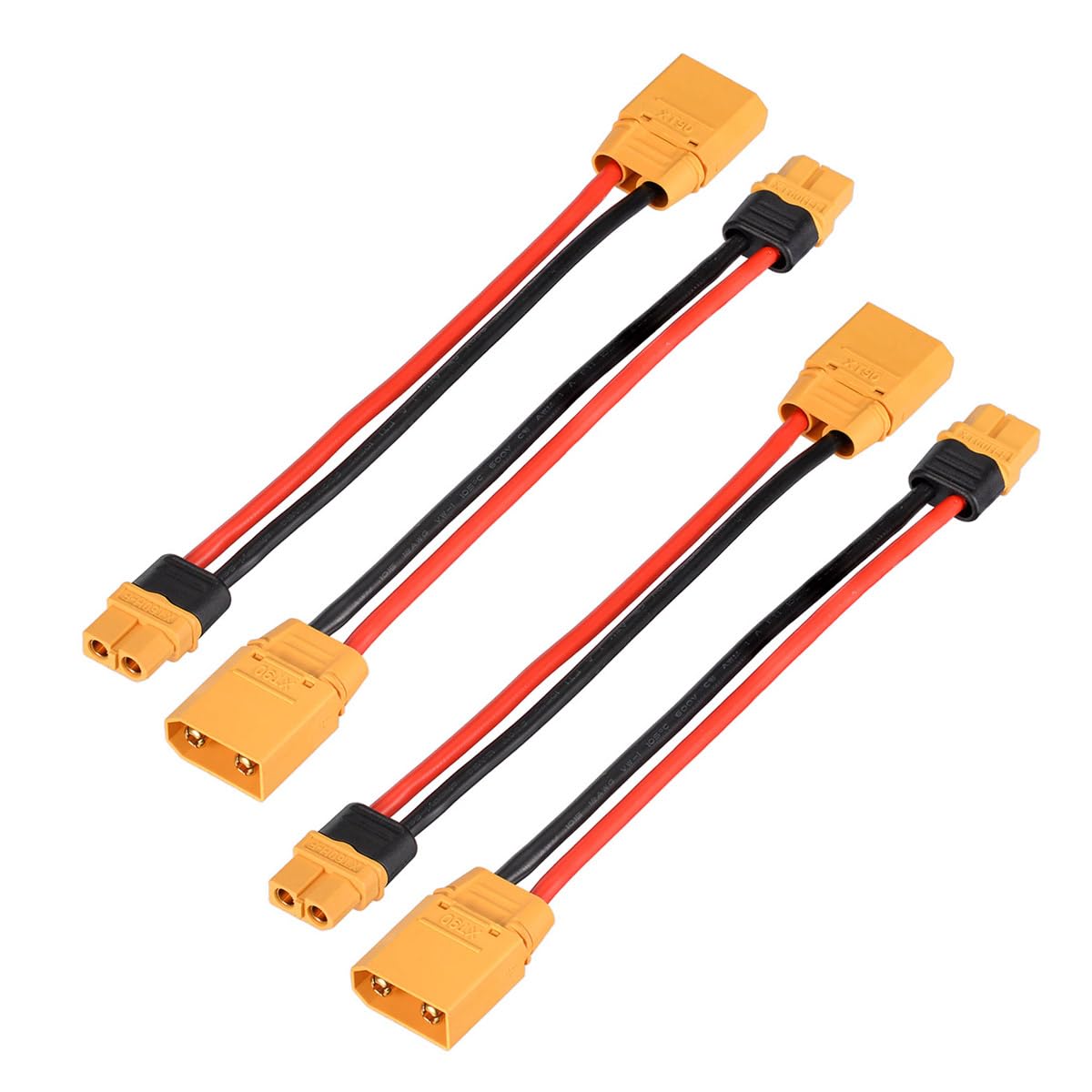 ELFCULB XT60 to XT90 Adapter 4 Pieces 12AWG XT60 Female to XT90 Male Connector Cable for RC Lipo Battery Drone(6Inches)