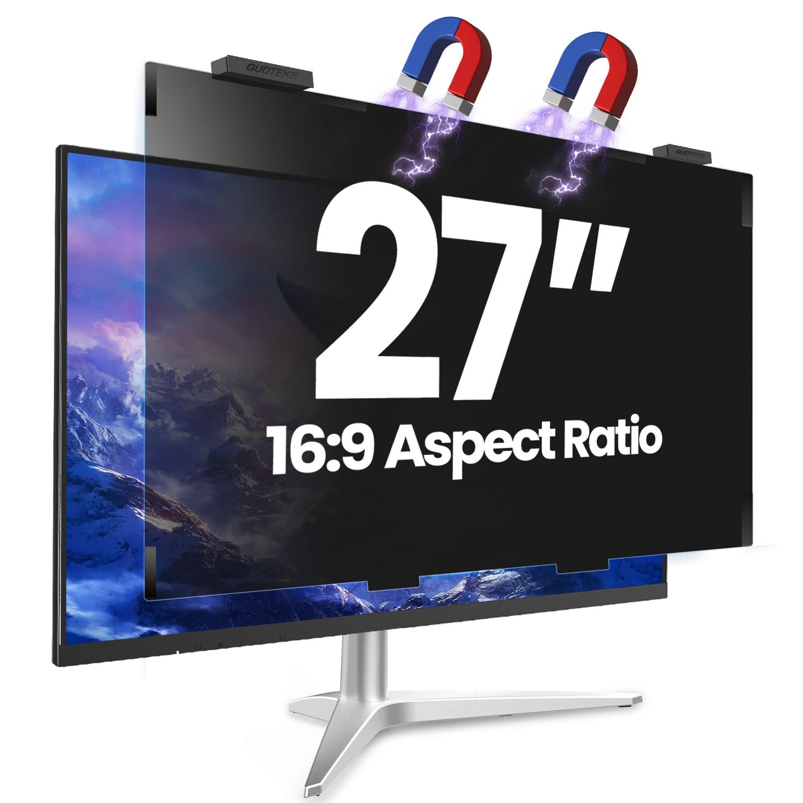 Magnetic 27 Inch Privacy Screen for Computer Monitor 16:9 Aspect Ratio, Hanging Removable Anti-Blue/Glare Protector Film, Anti Spy Desktop Security Private Filter 27in