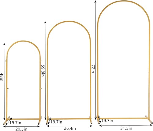Miniatura 2 de Outvita Juego de 3 arcos de boda, soporte de fondo de metal, marco de arco de globo de boda, soporte de soporte para ceremonia, interior y exterior,
