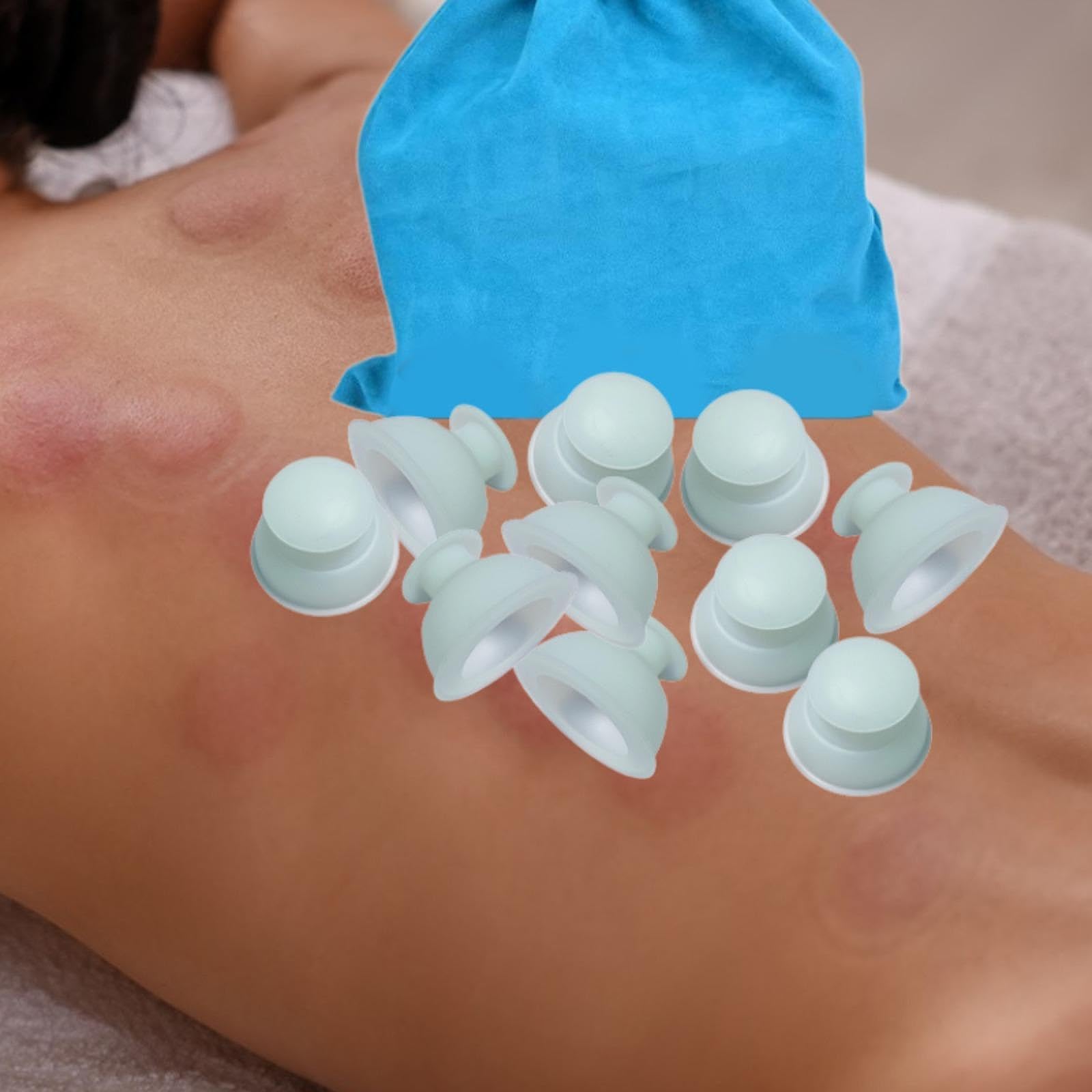 Juego de 10 Ventosas de Silicona Profesionales para Masaje con Ventosas de Vacío para Brazos, Relajación Corporal Y Espalda, Blanco